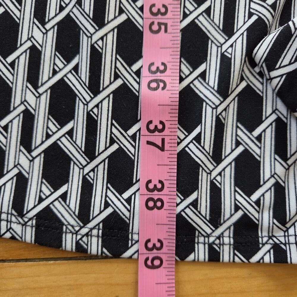 Laundry Shelli Segal Shirt Dress Button Front Silky Black White Geometric Sz 10 - Picture 7 of 13
